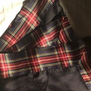 Lauren Ralph Lauren, 100% Silk, Black and Red Tartan, Diamond Scarf, Black Label